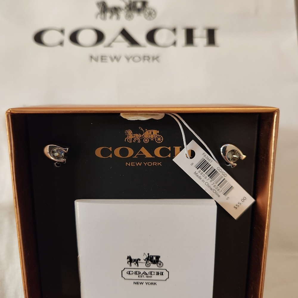 COACH SIGNATURE STONE STUD EARRINGS (NWT) - Picture 3 of 3